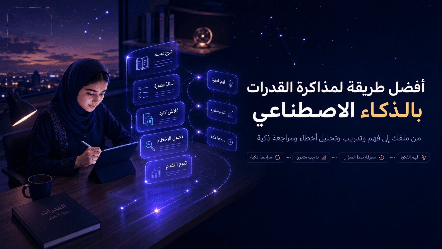 أفضل طريقة لمذاكرة القدرات الكمي واللفظي بدون ملل وبأفضل أدوات الذكاء الاصطناعي